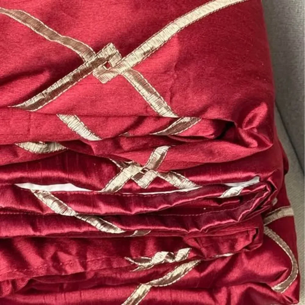 Bombay Red Gold Geometric Curtain 4 pc lined 95”by 50”
